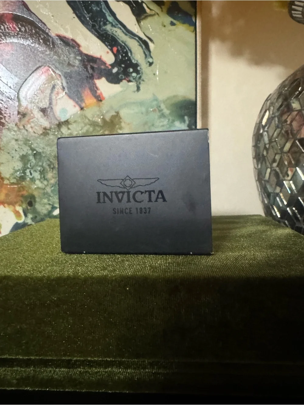Invicta Silver Tone Watch with Yellow Accent Box